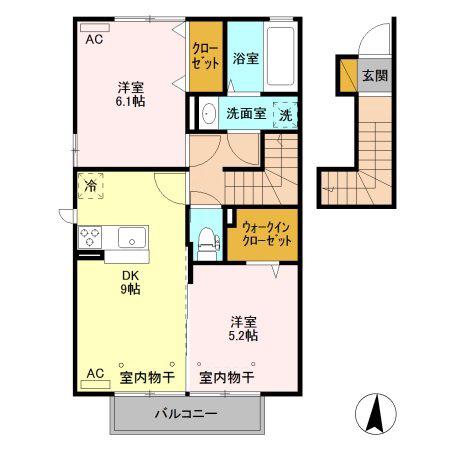 AN・ウイラード(2DK/2階)の間取り写真