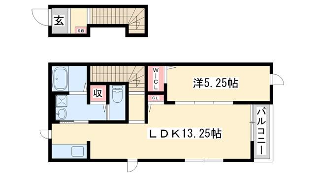 元町ハウス(1LDK/2階)の間取り写真