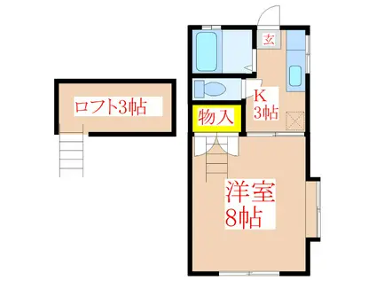 クリエイト(1K/2階)の間取り写真