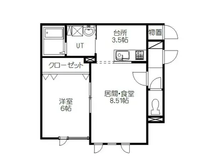 CHLORIS(1LDK/2階)の間取り写真