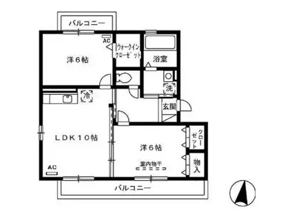 ミーテ・II(2LDK/2階)の間取り写真