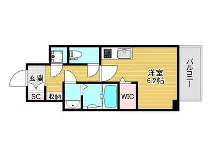 ファーストフィオーレ大阪ウエストウェルビング(1K/4階)の間取り写真