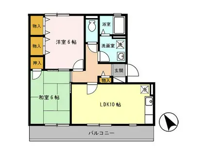 燦コーポB棟(2LDK/1階)の間取り写真