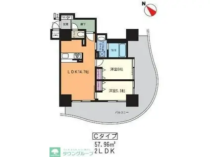 果樹園ST(2LDK/7階)の間取り写真