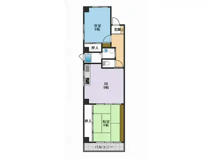 名鉄名古屋本線 名鉄岐阜駅 バス乗車時間：16分 最寄りバス停で下車 徒歩3分 3階建 築39年(2DK/3階)の間取り写真
