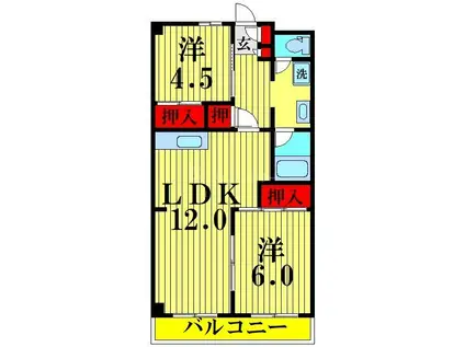 渋谷コート3号館(2LDK/1階)の間取り写真