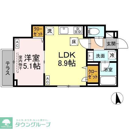 セレスティア北加平(1LDK/1階)の間取り写真