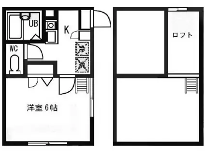 メインシティガーデンアネックス(1K/2階)の間取り写真