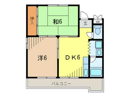 名塩第一ハイツ(2DK/2階)の間取り写真