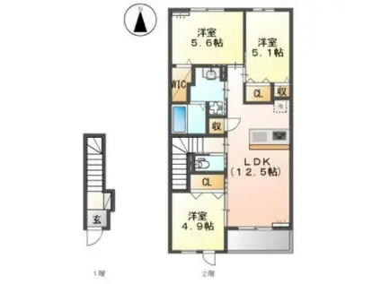 シャプテマーレ(3LDK/2階)の間取り写真
