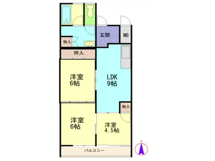 オーロラビル(3LDK/8階)の間取り写真