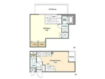 LEGALAND笹塚(1DK/4階)の間取り写真