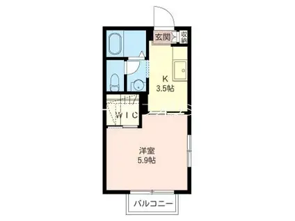 シャテロつきみ野(1K/1階)の間取り写真