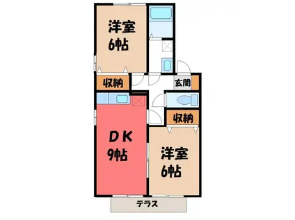 御料所ガーデン D(2DK/1階)の間取り写真