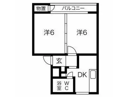 澄川グリーンハイツ(1DK/3階)の間取り写真