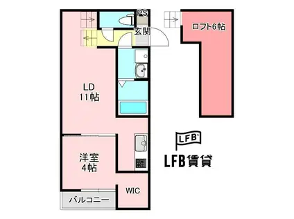 LFB APARTMENT上野中(1LDK/1階)の間取り写真