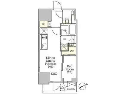 ザ・パークハビオ大森山王(1LDK/4階)の間取り写真
