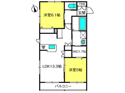 SOLEIL (2LDK/1階)の間取り写真