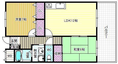 メゾン・ド・プリマベーラ(2LDK/2階)の間取り写真