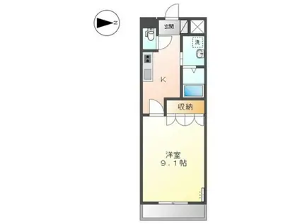 サンユニバースガルデン(1K/1階)の間取り写真