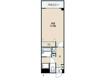 シティスクエア福岡(1K/2階)の間取り写真