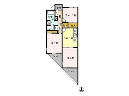 ヴューラーみつわ台D(3DK/2階)の間取り写真