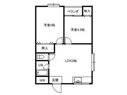 刀根ヒルズハイツ(2LDK/1階)の間取り写真