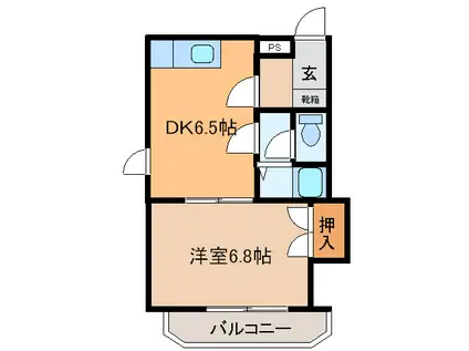 サウスコート226(1DK/4階)の間取り写真