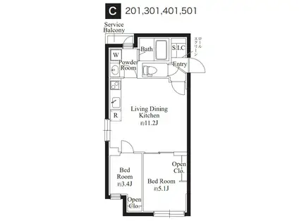 カーサフィオーレ・南千住(2LDK/3階)の間取り写真