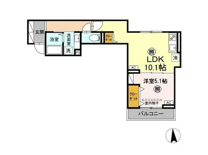 ウィンドテラス荒川(1LDK/3階)の間取り写真