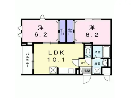 エイチ・エス駒込(2LDK/2階)の間取り写真