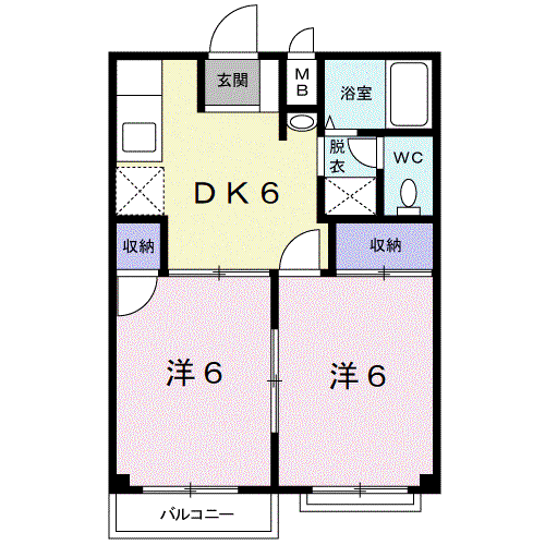 エルハイツKOYAII(2DK/2階)の間取り写真