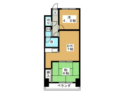 リバーシティ弐番館(2DK/1階)の間取り写真