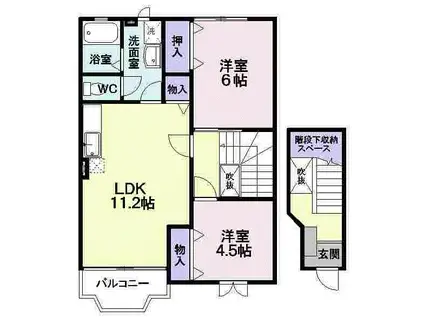 シャン・ド・ボムB(2LDK/2階)の間取り写真