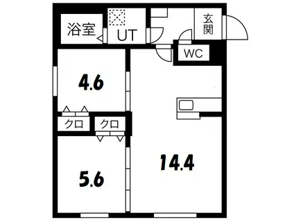 ペシェ北大西(2LDK/2階)の間取り写真