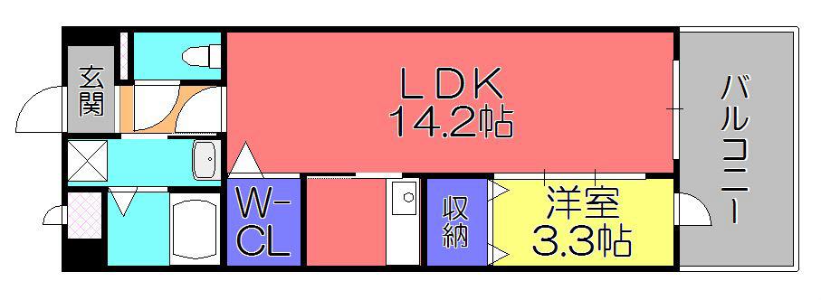 CASTLE AZUCHI(1LDK/1階)の間取り写真