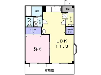 スカイハイツIII(1LDK/1階)の間取り写真