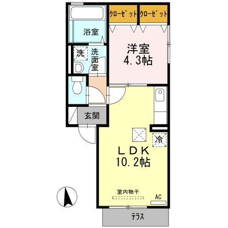 グッドラック高平弐番館(1LDK/1階)の間取り写真