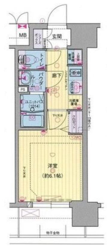 プレサンス大国町ブライス(1K/15階)の間取り写真