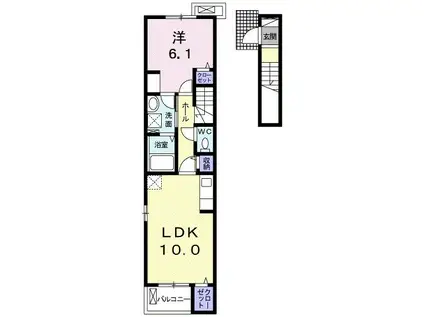 ベルメゾンエースII(1LDK/2階)の間取り写真