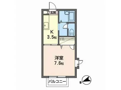 ジュネス文屋II(1K/2階)の間取り写真