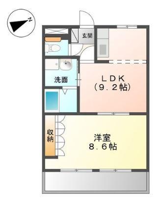 グランドハイム福田(1LDK/1階)の間取り写真