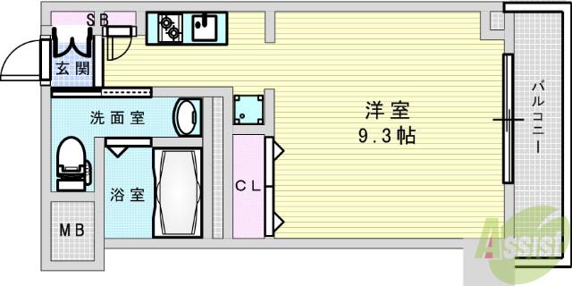パークナードフィット箕面船場(ワンルーム/2階)の間取り写真