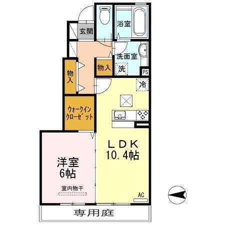 ドミール久原(1LDK/1階)の間取り写真