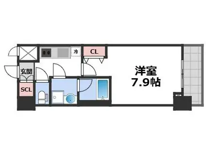 スプランディッド上本町ウエスト(1K/12階)の間取り写真