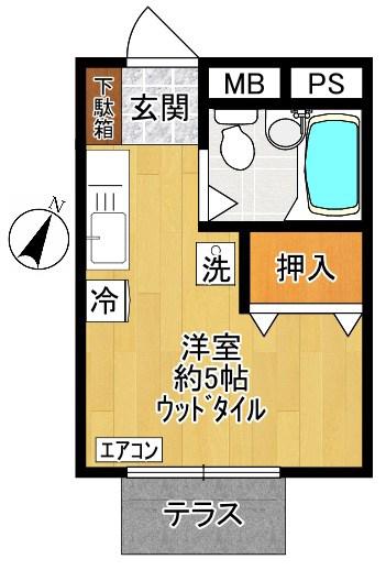 コーポNコーポエヌ(ワンルーム/1階)の間取り写真