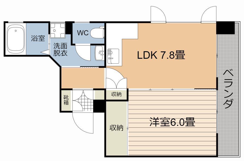 ウィンザーガーデン鴨池(1LDK/4階)の間取り写真