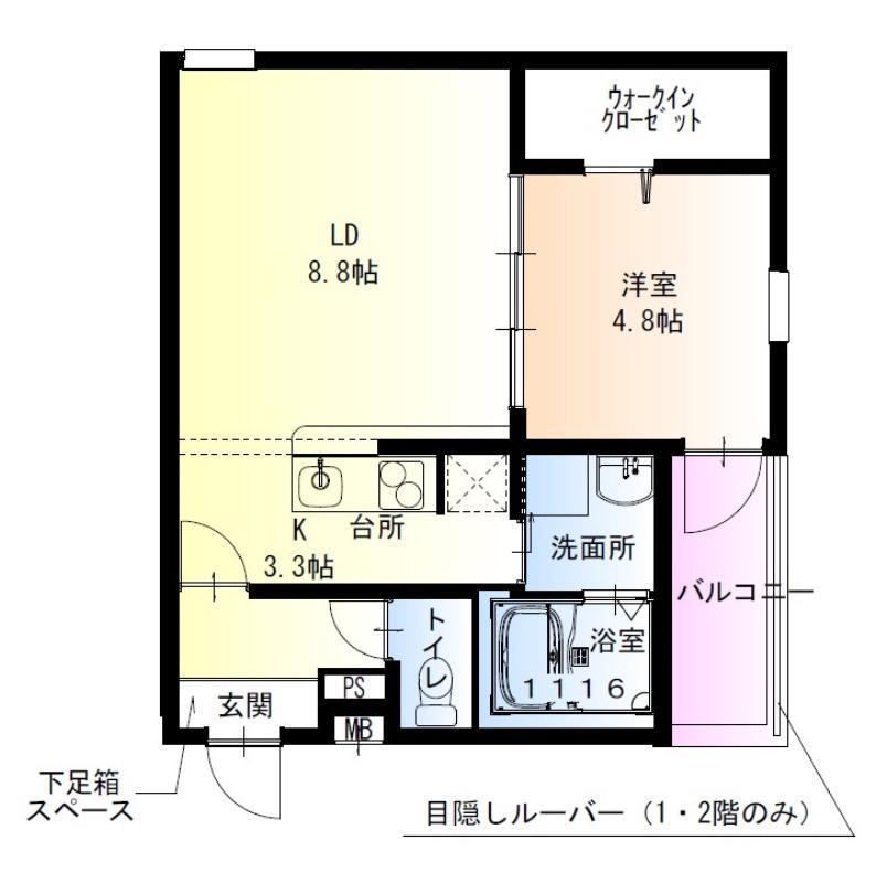フジパレス高石駅南II番館(1LDK/1階)の間取り写真