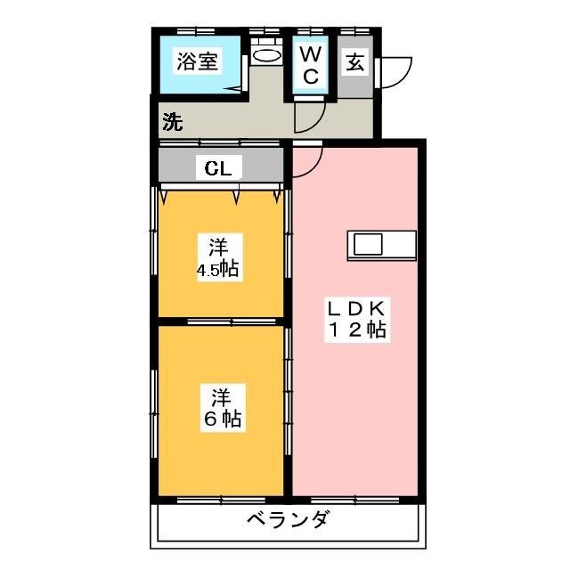 コーポエイト(2LDK/1階)の間取り写真