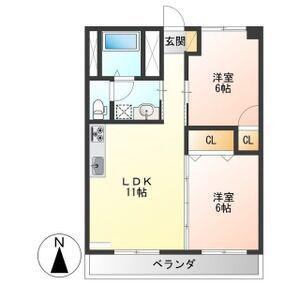 レジデンス東宝木(2LDK/3階)の間取り写真